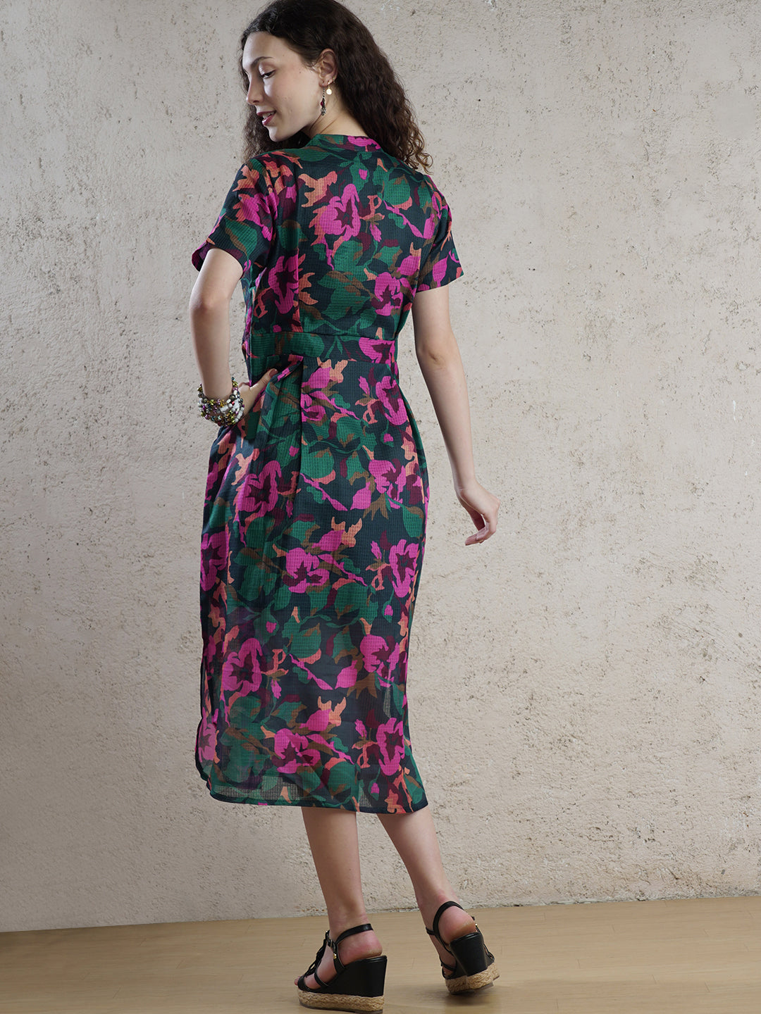 Parisian Meadow Floral Midi Dress