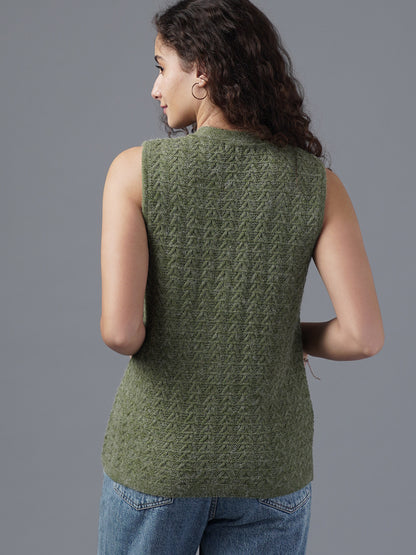 Virsa Textured V-Neck Knit Vest cardigan