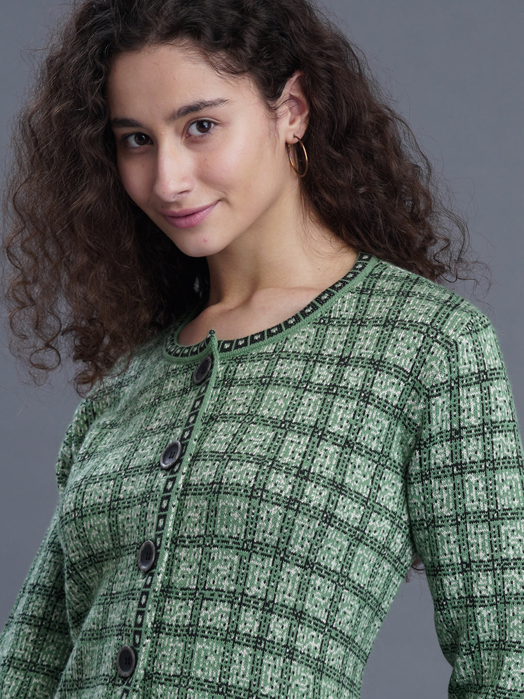 Emerald Echo Jacquard CARDIGAN