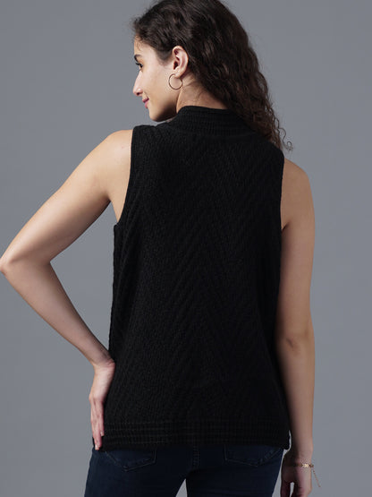 Virsa Chevron Knit Single-Button Vest