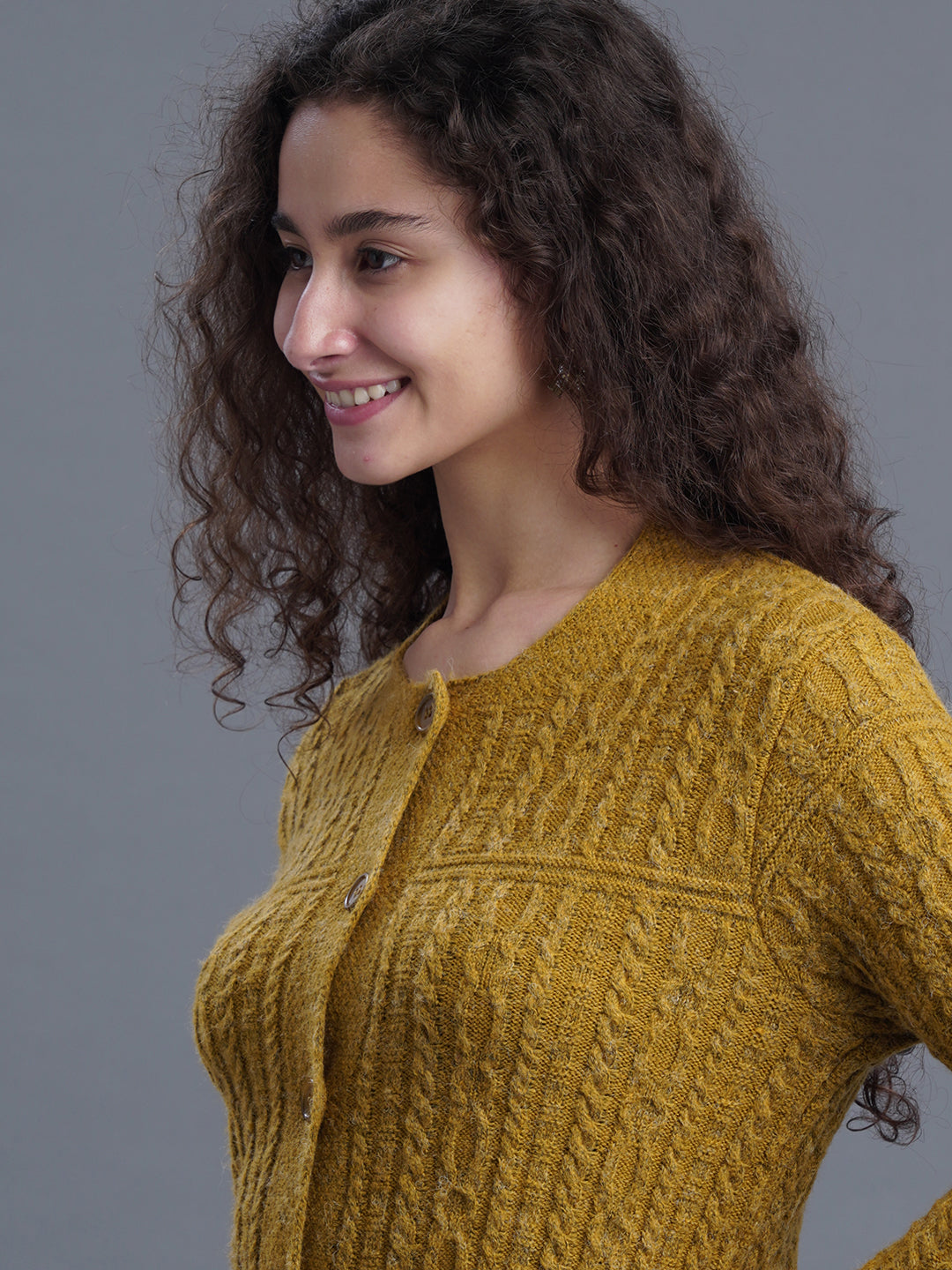  FrostFern Round-Neck Cardigan