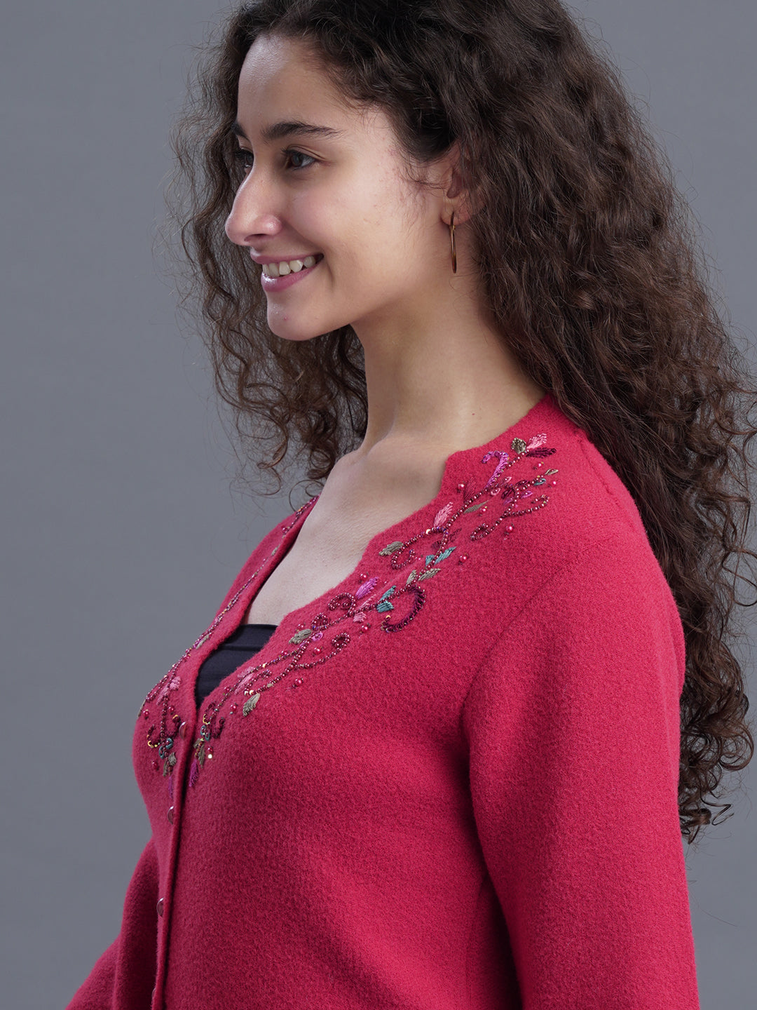  Velour Crest Jacquard Cardigan