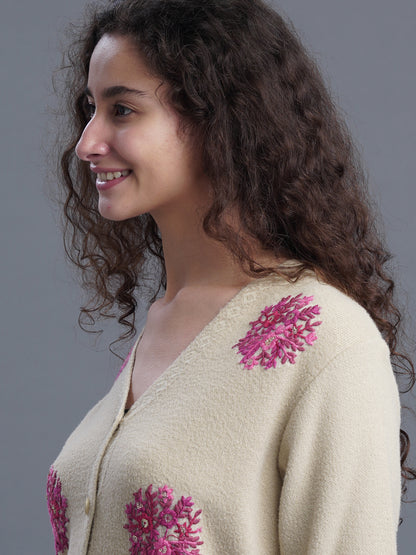 V-Neck Jacquard Cardigan