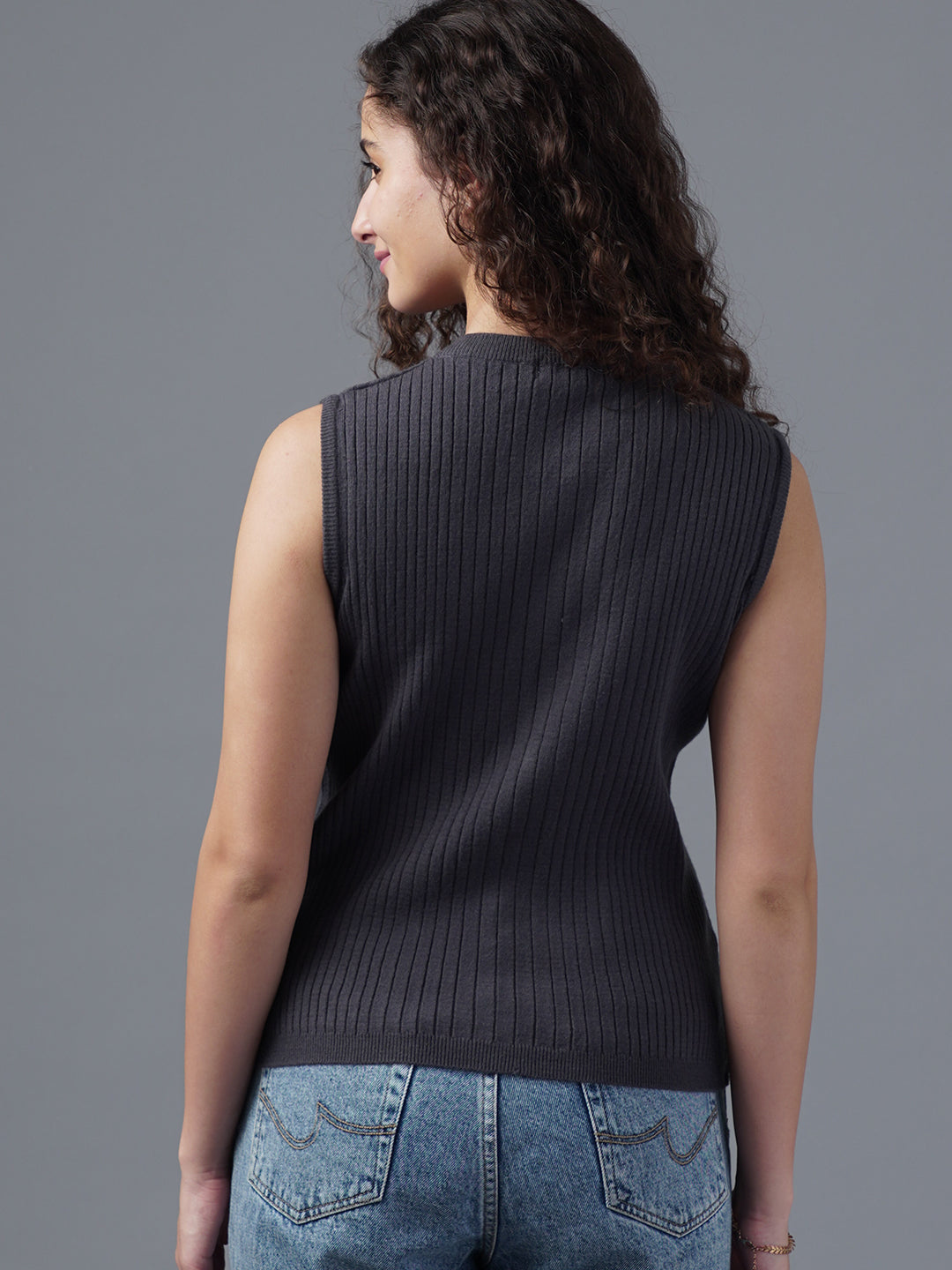 Virsa Ribbed Knit Vest cardigan