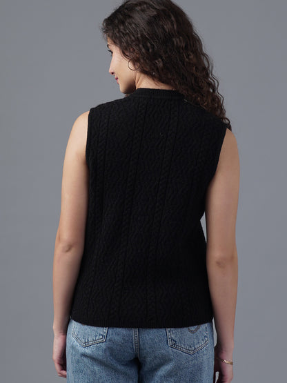 Virsa Textured Knit Sleeveless Vest Cardigan