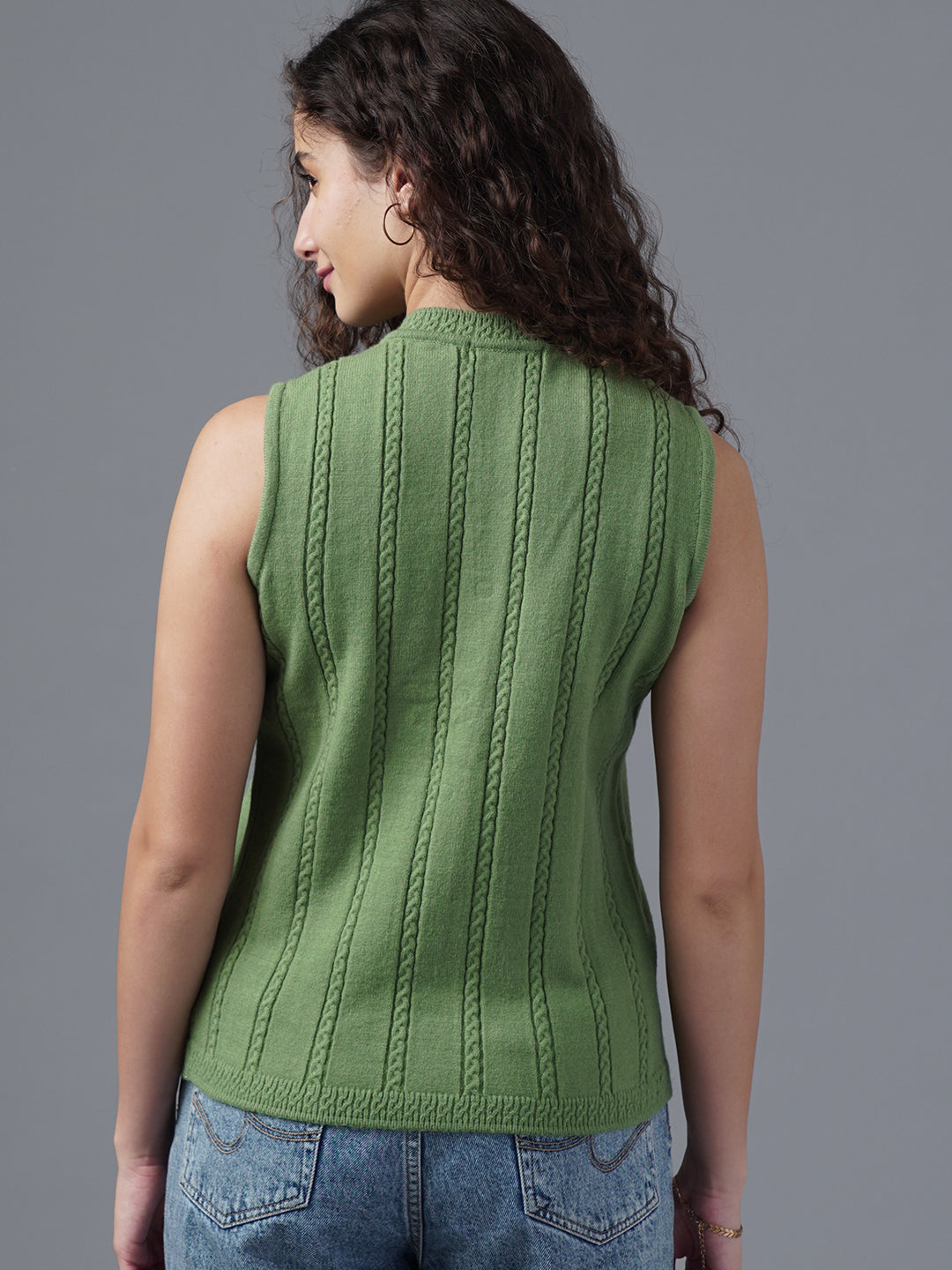 Virsa Cable Knit Sleeveless Cardigan