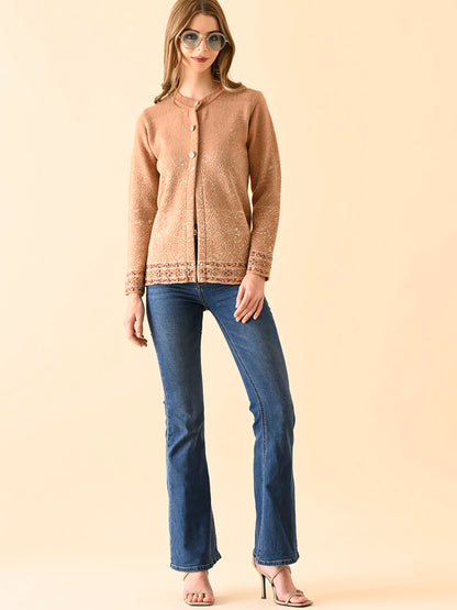 Textured Knit Casual Cardigan