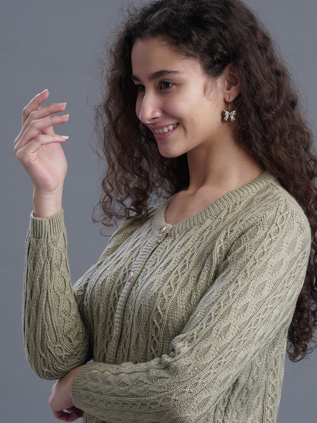  Misty Loop Round-Neck Cardigan