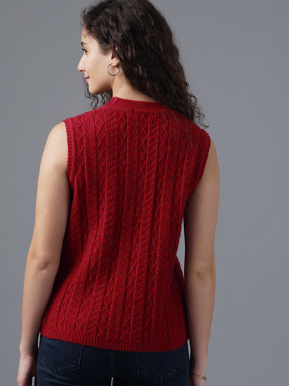 Virsa Timeless Cable Knit V-Neck Vest cardigan