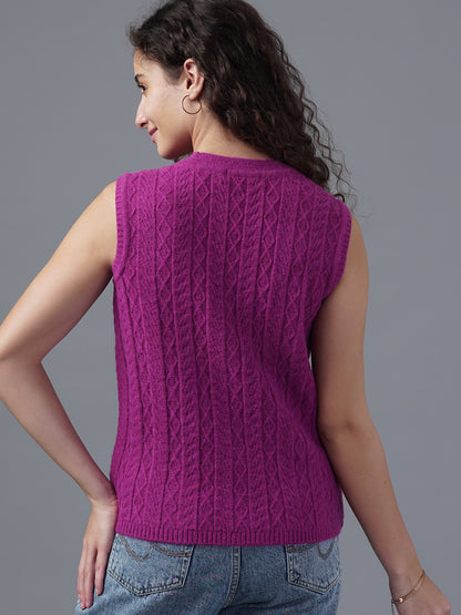 Virsa Timeless Cable Knit V-Neck Vest cardigan
