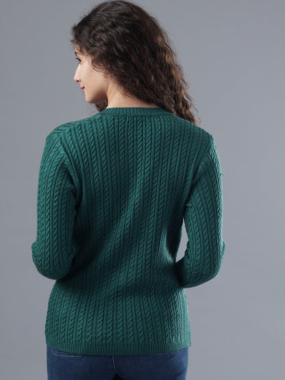 Virsa Classic V-Neck Cable Knit Cardigan