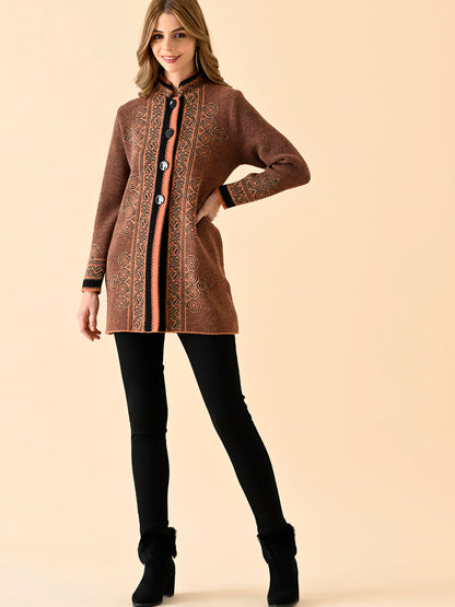 Contrast Trim Front-Open Cardigan