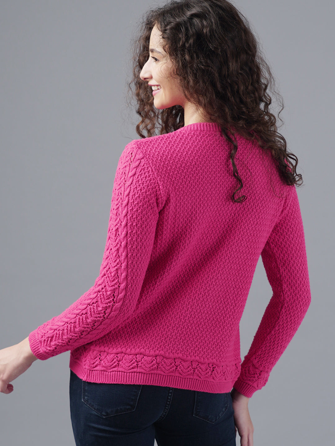 Virsa Textured Round Neck Cardigan