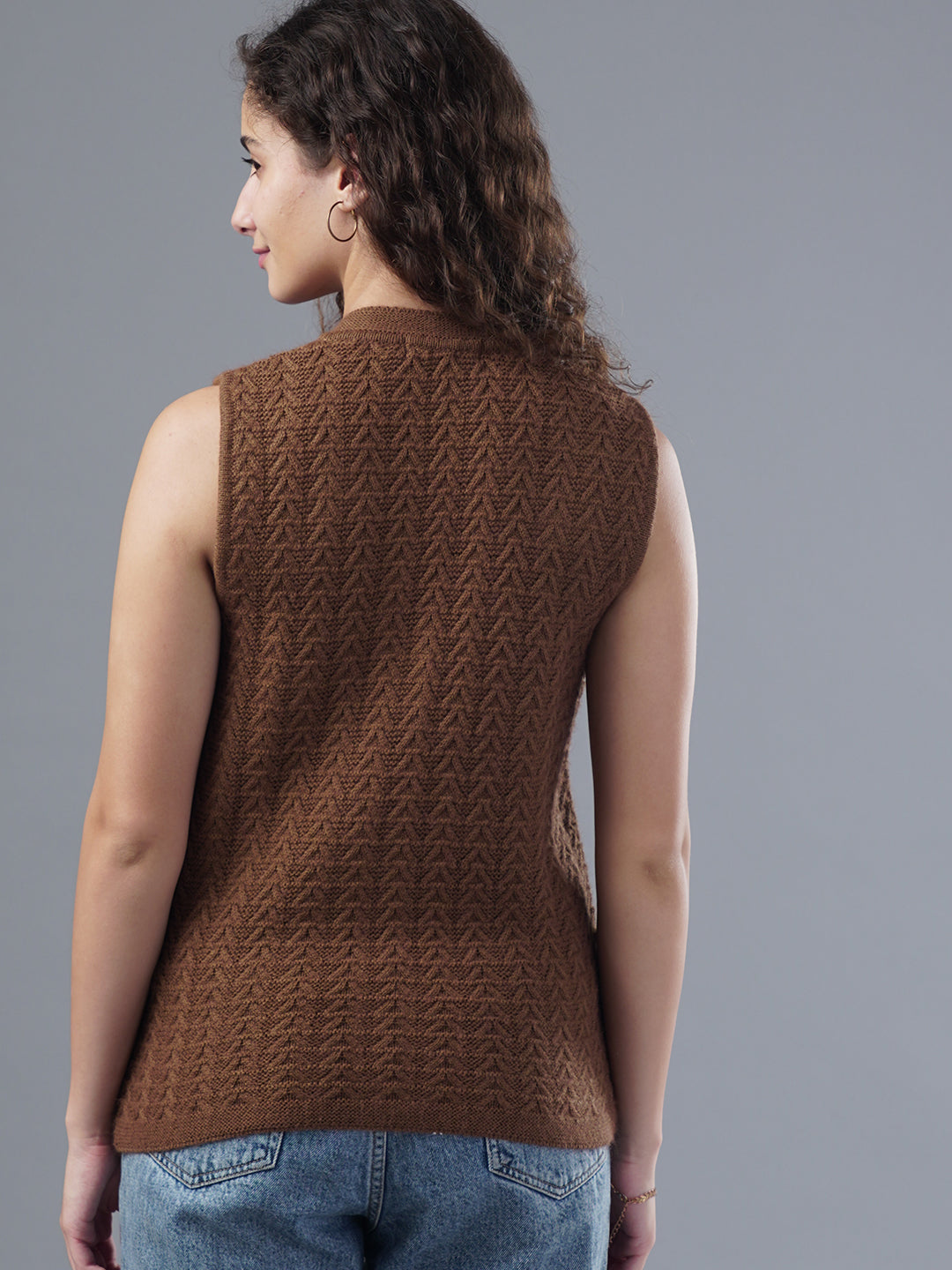 Virsa Textured V-Neck Knit Vest cardigan