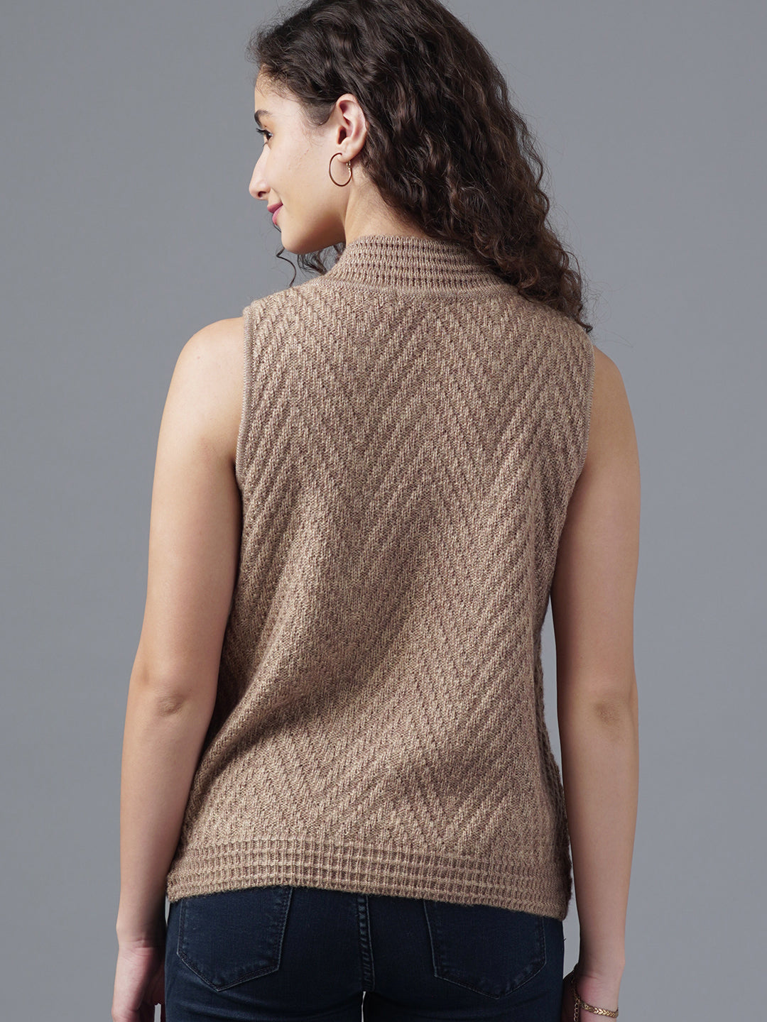 Virsa Chevron Knit Single-Button Vest