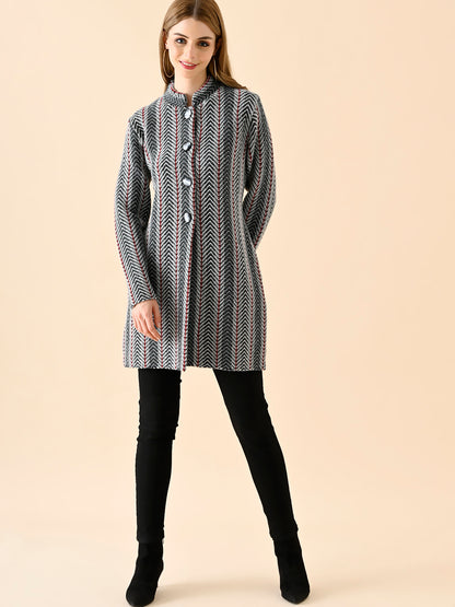 Vertical Stripe Knit Cardigan