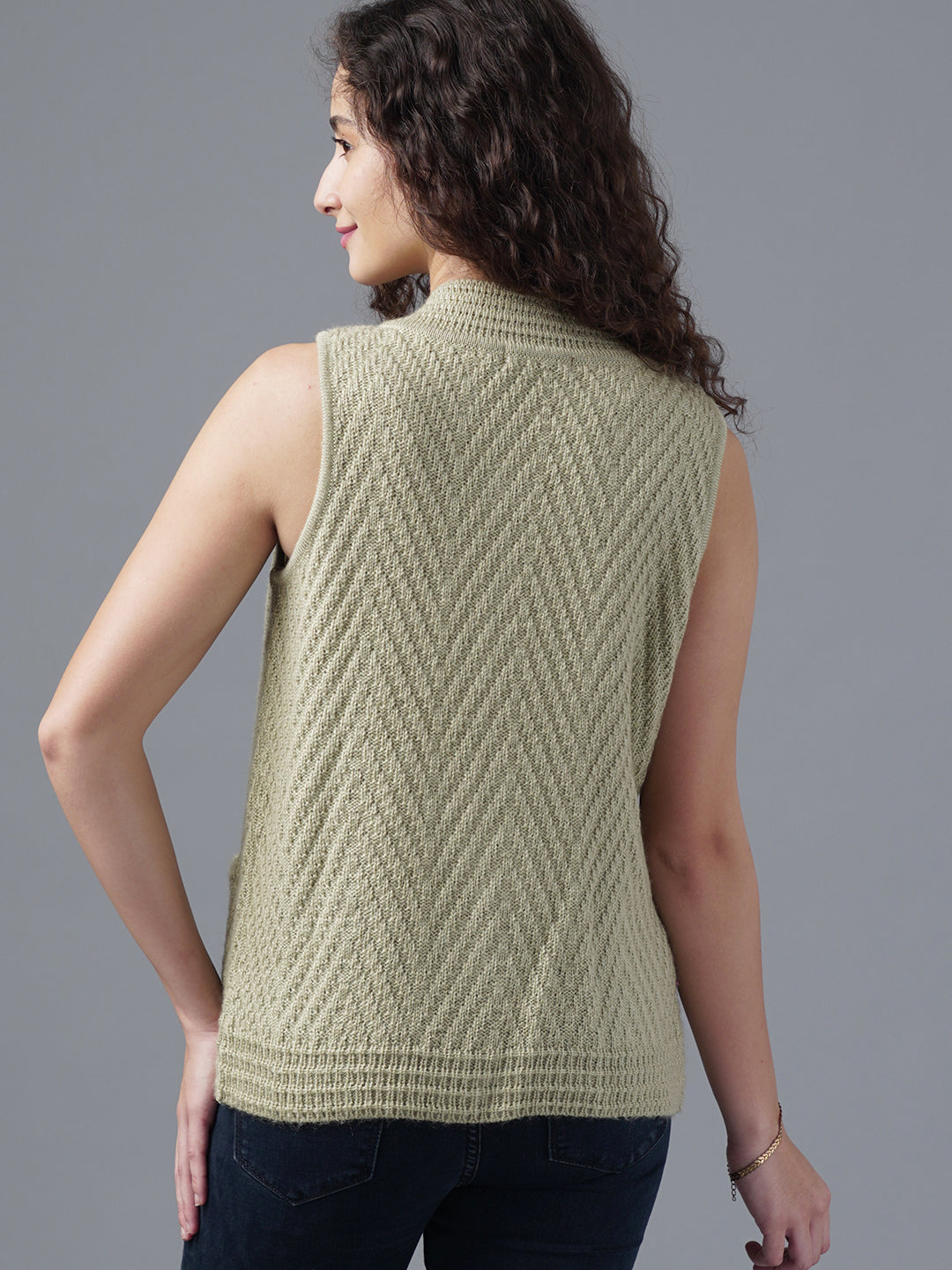 Virsa Chevron Knit Single-Button Vest