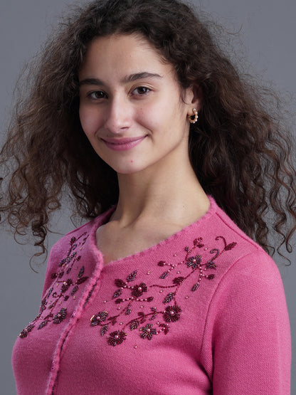 Twilight Bloom Jacquard Cardigan