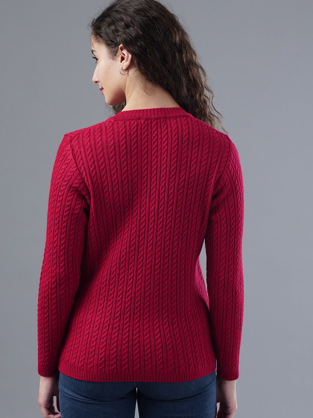 Virsa Classic V-Neck Cable Knit Cardigan