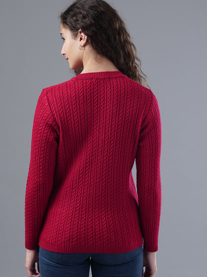 Virsa Classic V-Neck Cable Knit Cardigan