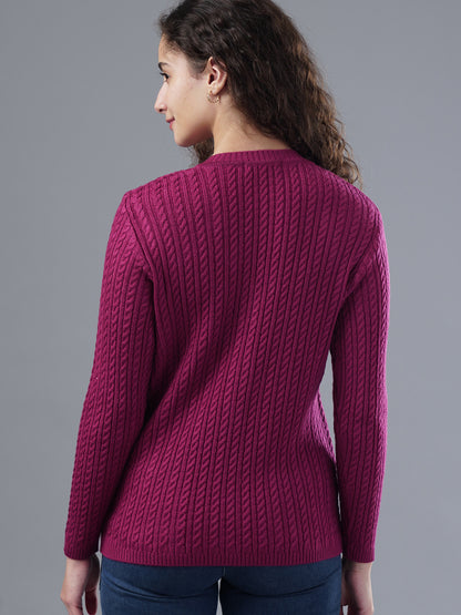 Virsa Classic V-Neck Cable Knit Cardigan