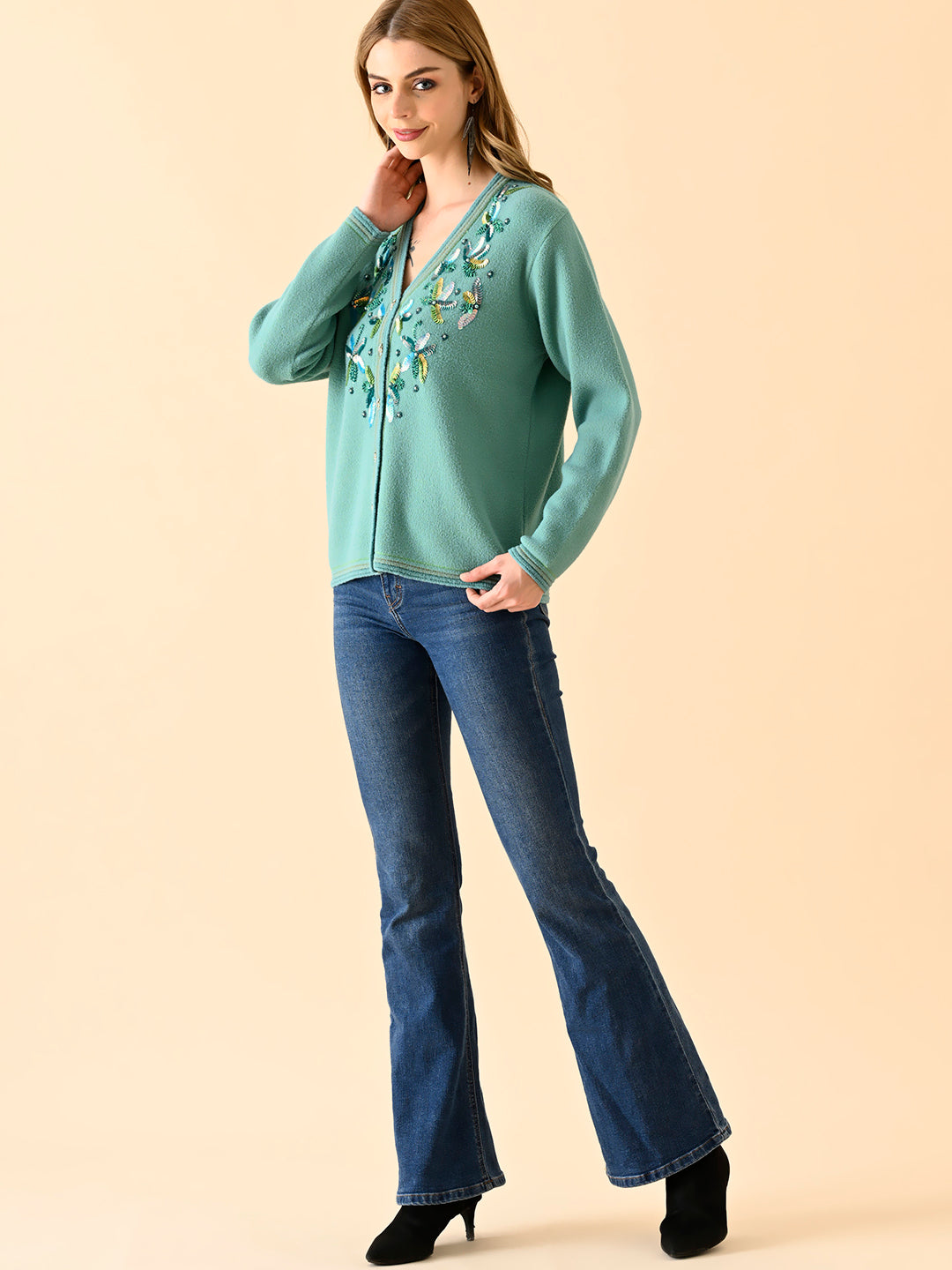 Winter Bloom Mock-Neck Sweater