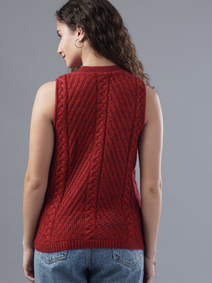 Virsa Cable Knit Sleeveless Cardigan