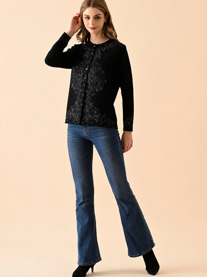 Luxe Embroidered Knit Cardigan