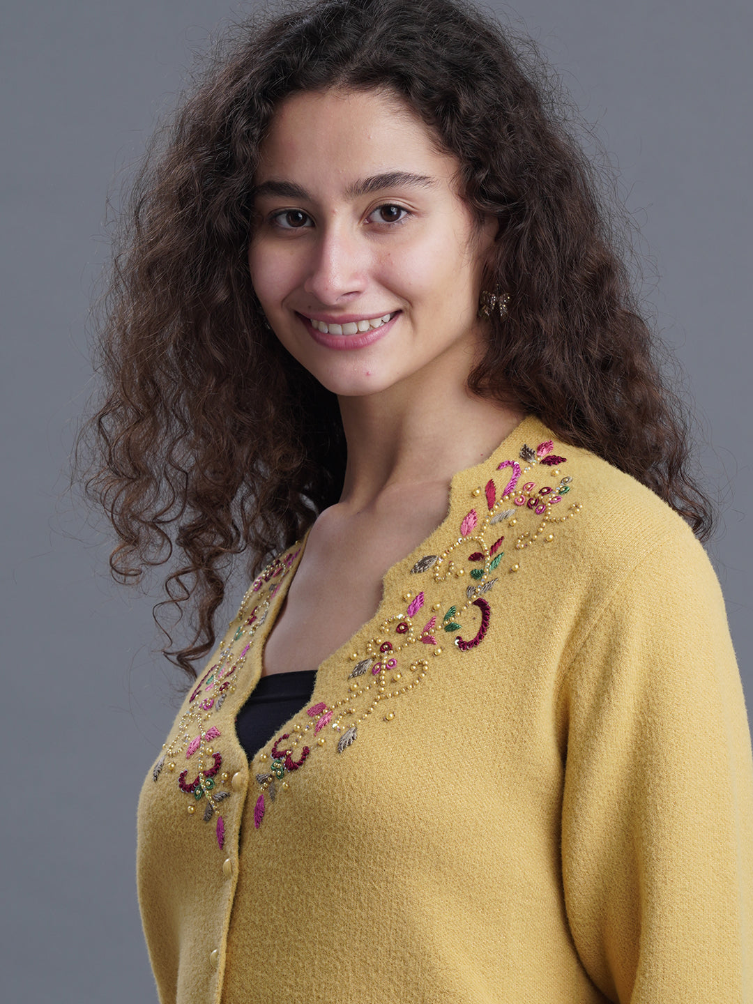  Velour Crest Jacquard Cardigan