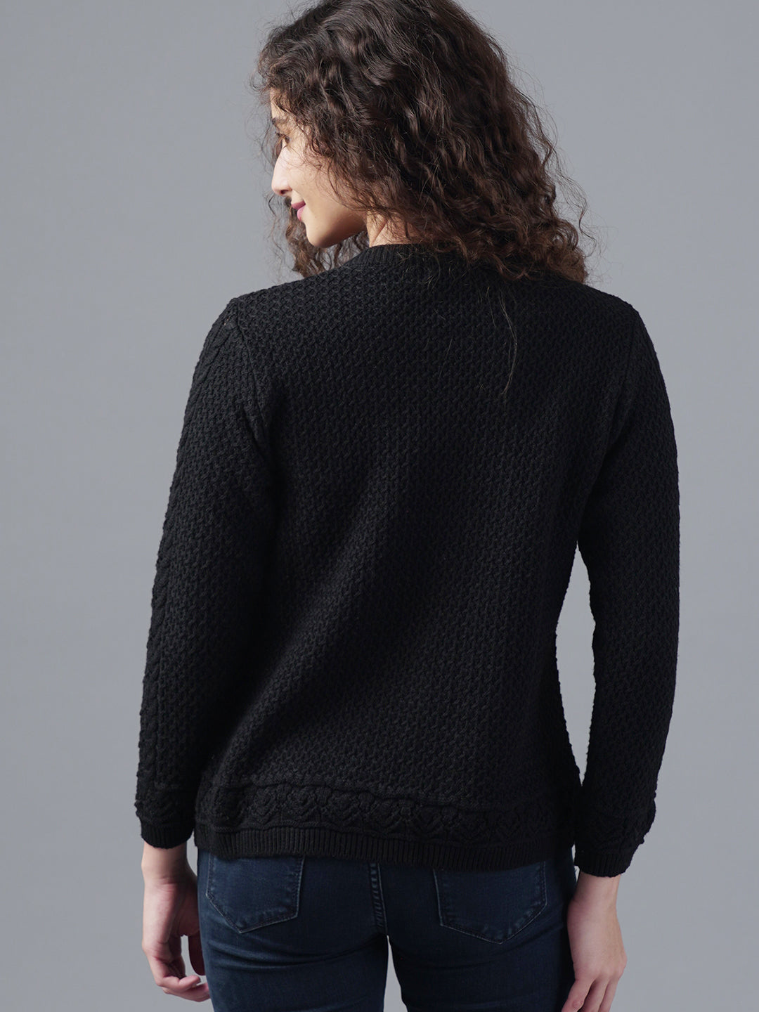 Virsa Textured Round Neck Cardigan