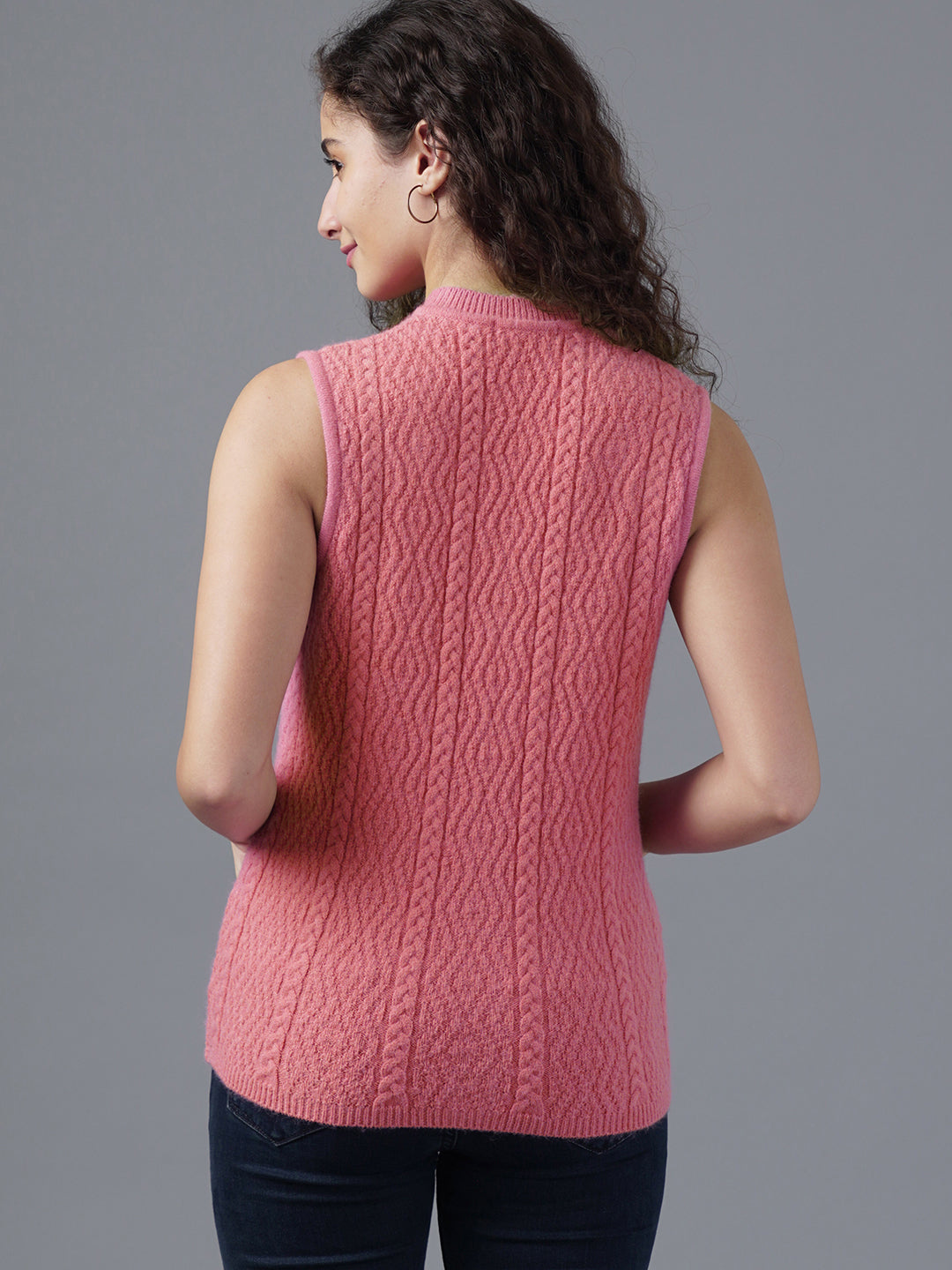 Virsa Textured Knit Sleeveless Vest Cardigan