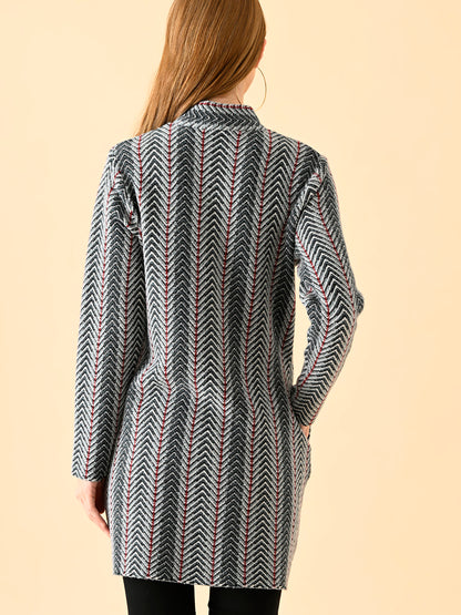 Vertical Stripe Knit Cardigan