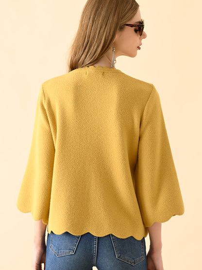 Ruffled Sleeve Knitwear Fancy Cardigan