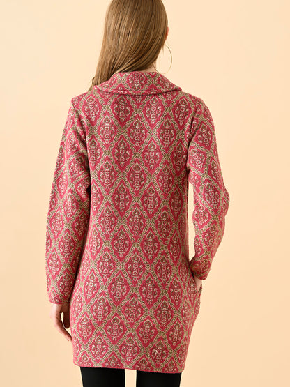 Ornamental Patterned Knit Coat