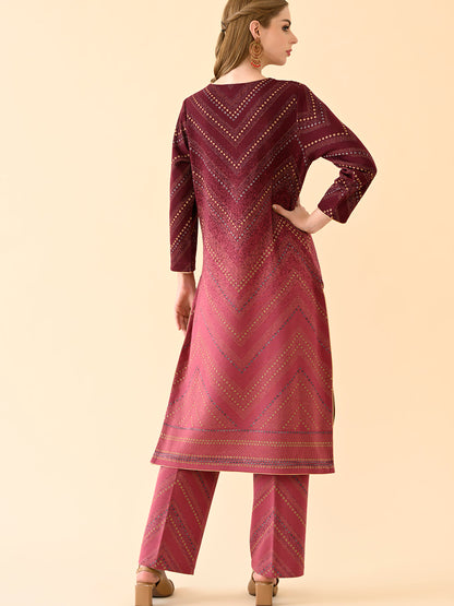 Chevron Pattern Kurta with Coordinated Pants