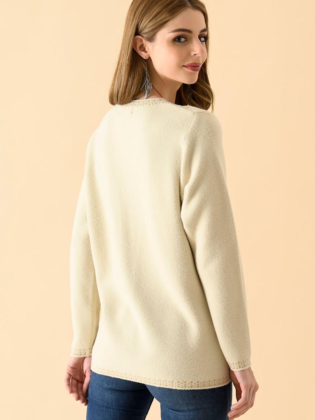 Ivory Whisper Cable-Knit Sweater