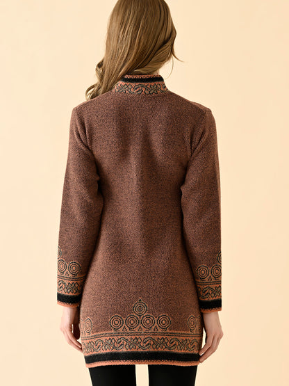 Contrast Trim Front-Open Cardigan