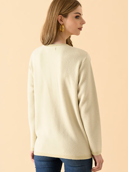 Floral Embroidered Front-Open Sweater