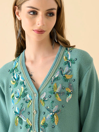 Winter Bloom Mock-Neck Sweater