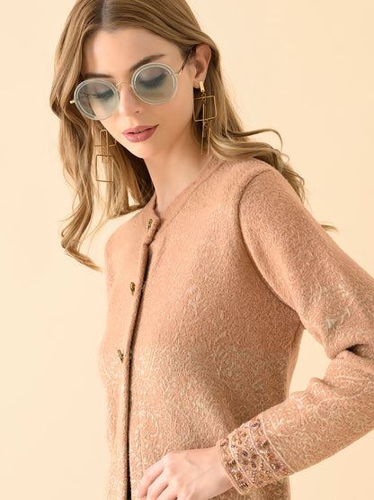 Textured Knit Casual Cardigan