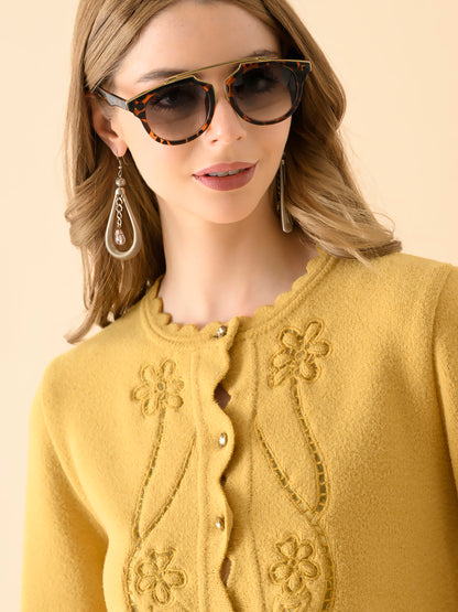 Ruffled Sleeve Knitwear Fancy Cardigan