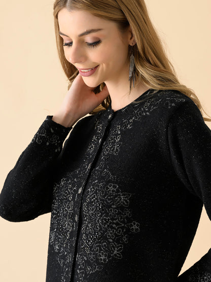 Luxe Embroidered Knit Cardigan
