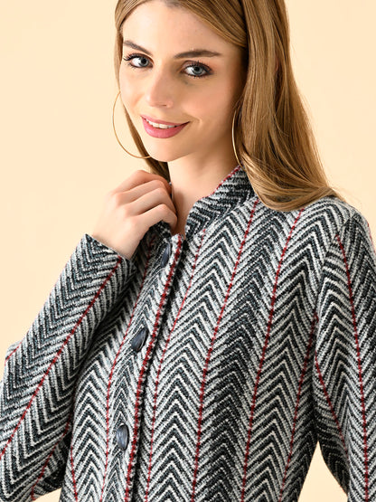 Vertical Stripe Knit Cardigan