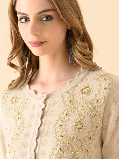 Delicate Lace-Inspired Knit Cardigan