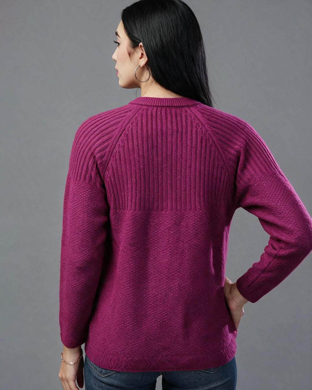 Virsa Ribbed Detail Knit Cardigan