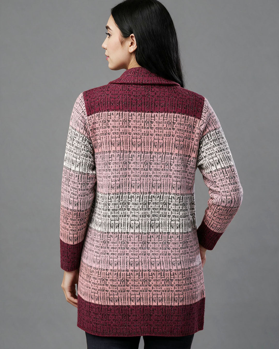 Jacquard Long Cardigan