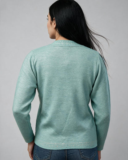 Jacquard Wool Cardigan – Round Neck