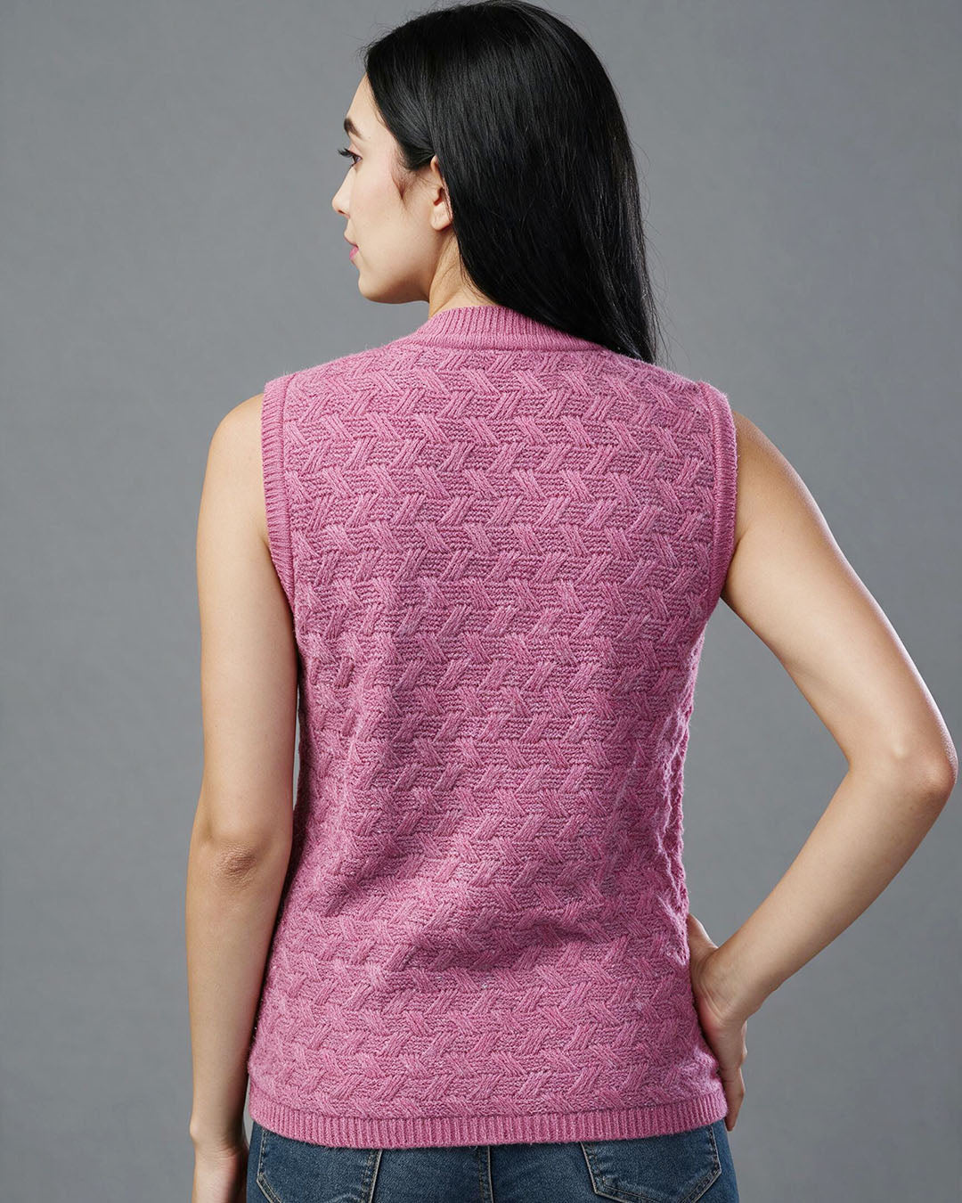 Virsa Heritage Chevron Knit Vest Cardigan