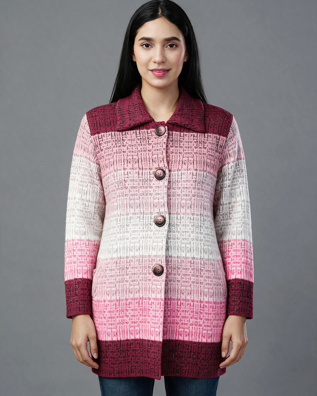 Jacquard Long Cardigan