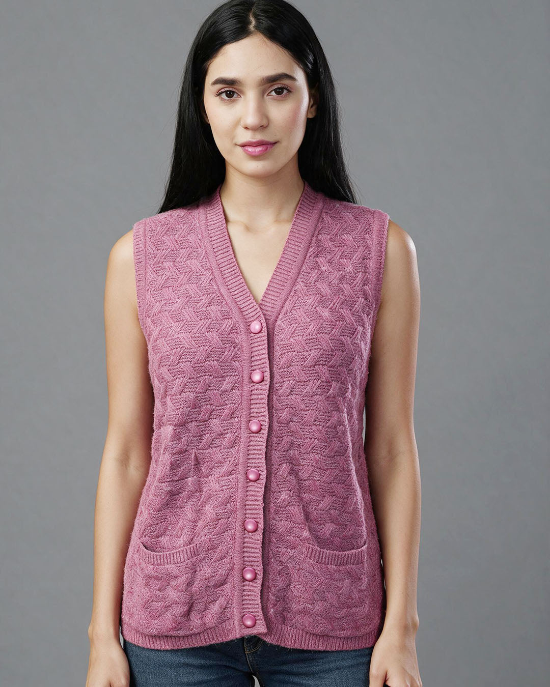 Virsa Heritage Chevron Knit Vest Cardigan